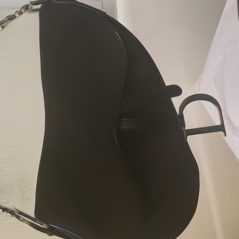 Dior Black saddle bag. W Silver Monogram